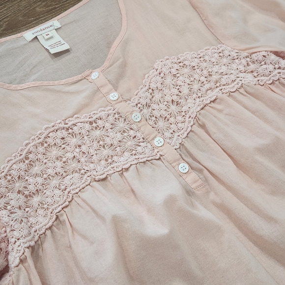 Sundance Crochet Henley Blouse Med Boho Lightweight Casual Hippie Cottage - Picture 3 of 9